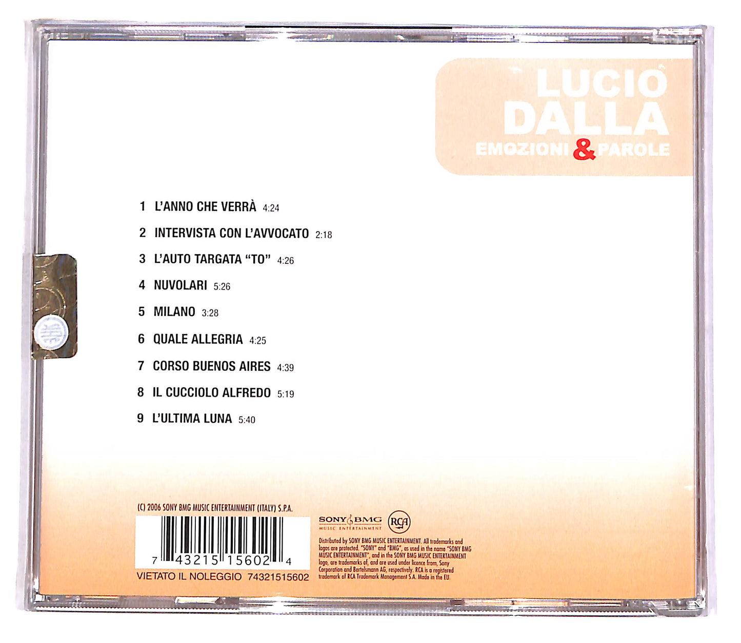 EBOND Lucio Dalla - Emozioni & Parole CD CD047328