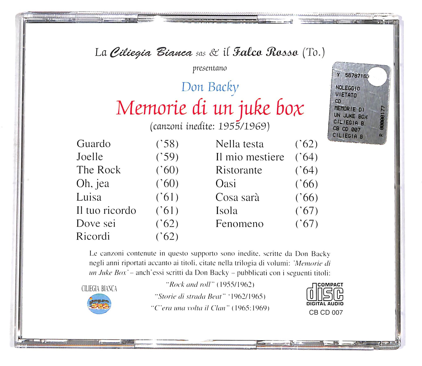 EBOND Don Backy - Memorie Di Un Juke Box AUTOGRAFATO EDITORIALE CD CD047439