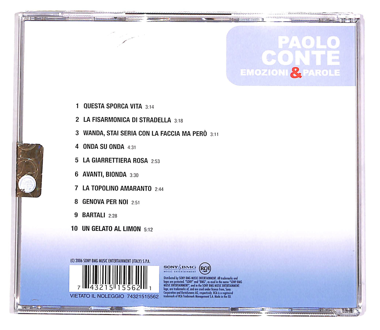 EBOND Paolo Conte - Emozioni & Parole CD CD047542