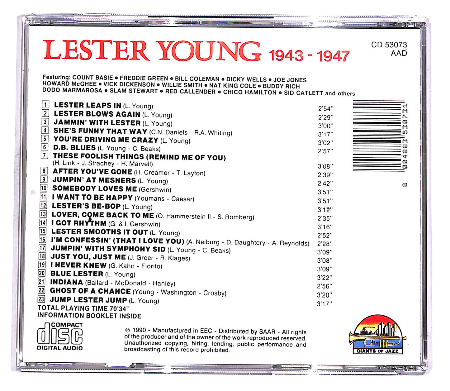 EBOND Lester Young - 1943 - 1947 CD CD048547