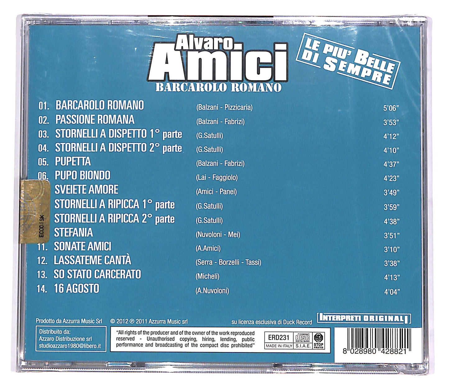 EBOND Alvaro Amici - Barcarolo Romano CD CD048701