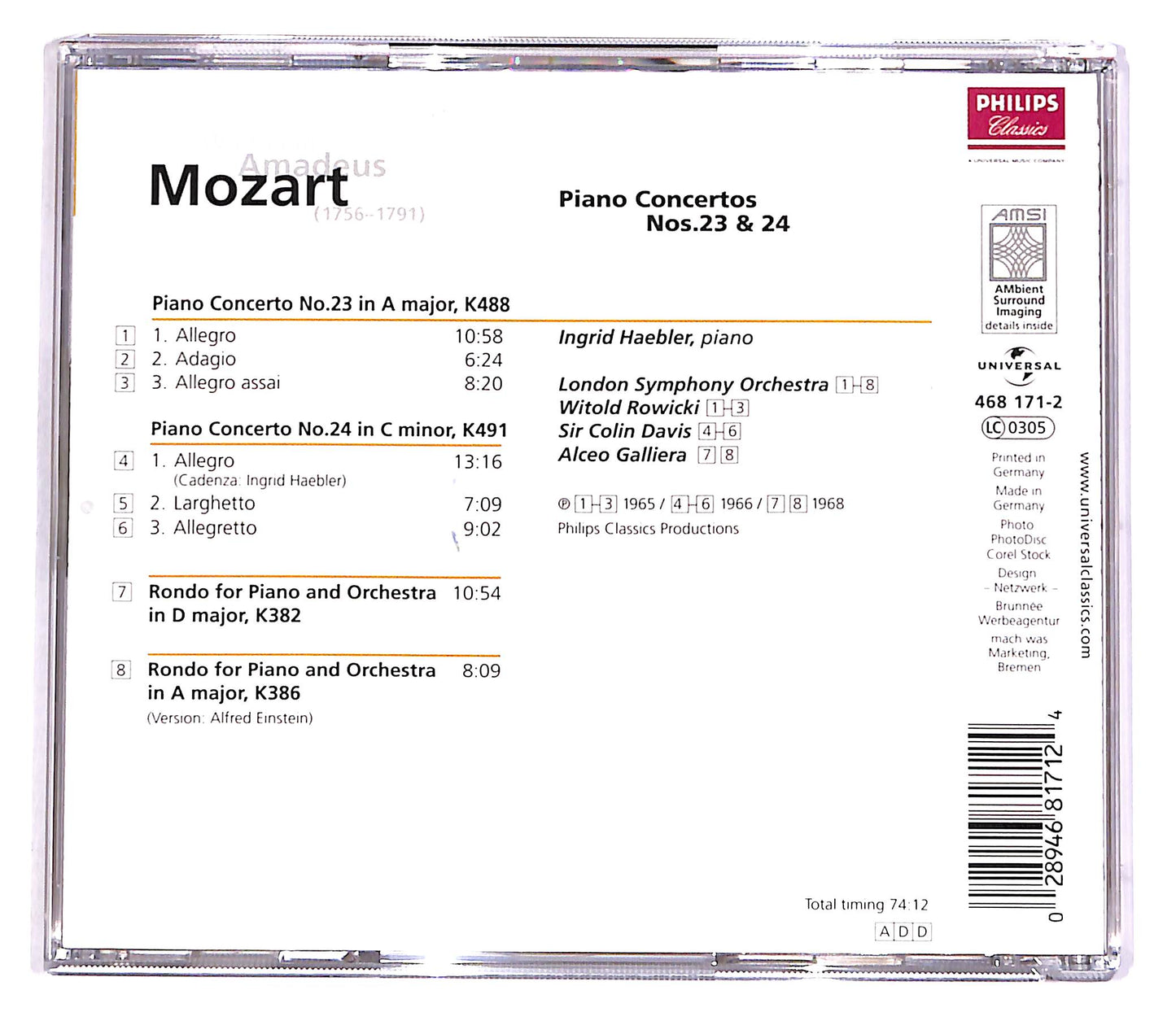 EBOND Mozart - Piano Concertos Nos.23 & 24 CD CD049019
