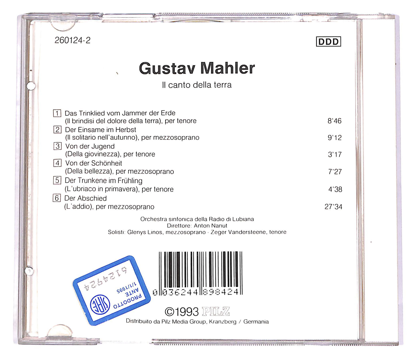 EBOND Gustav Mahler - Il Canto Della Terra CD CD049024