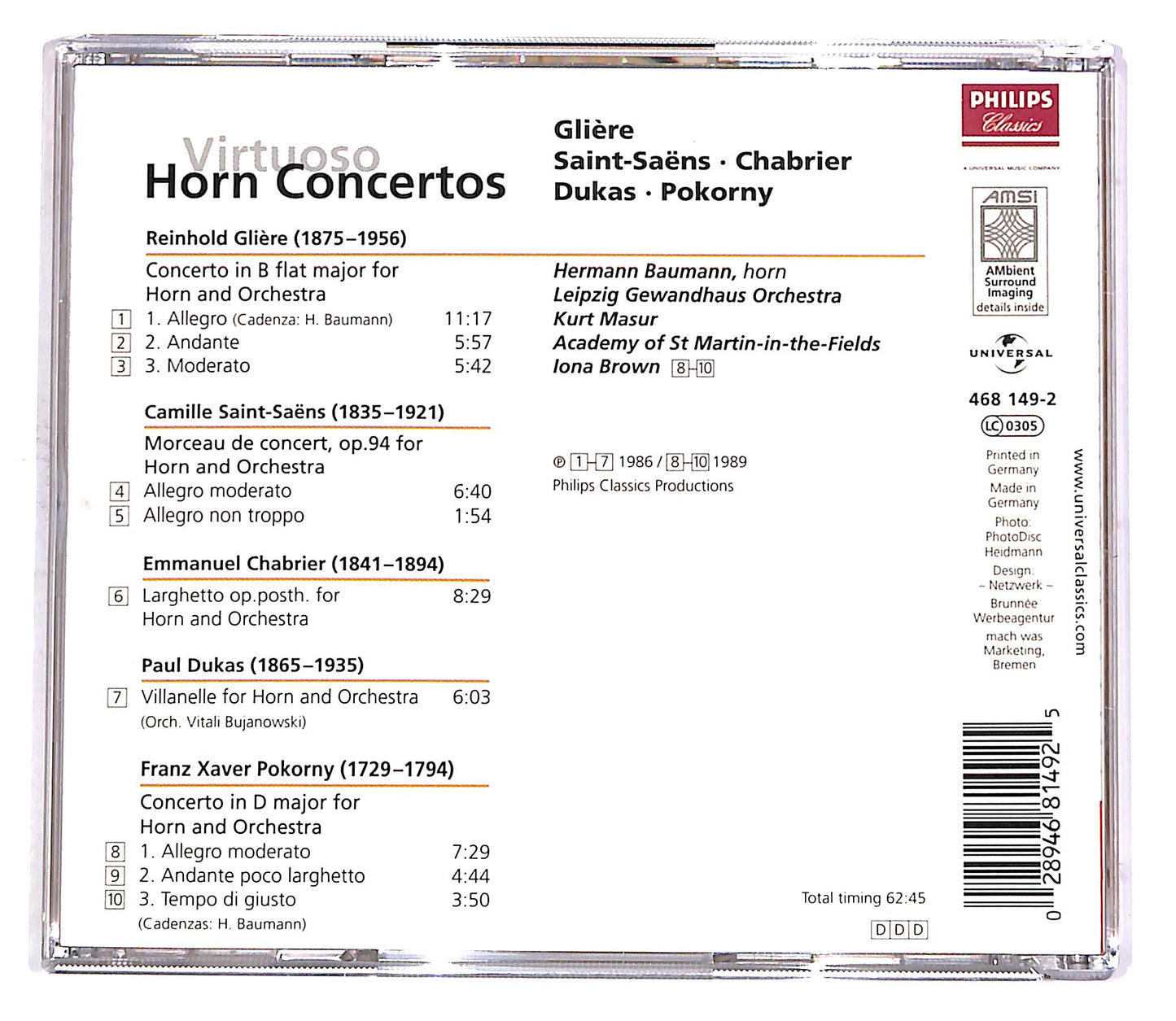 EBOND Hermann Baumann - Virtuoso Horn Concertos CD CD049121