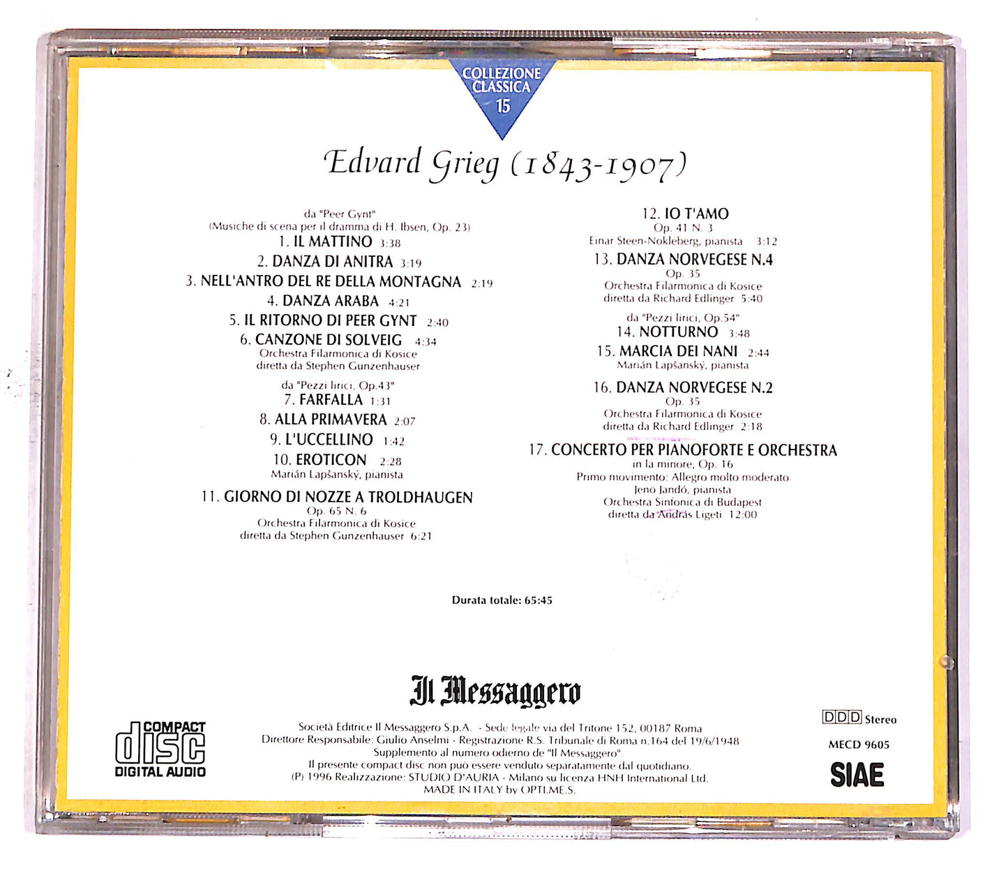 EBOND Various - Grieg Vol.15 PROMO CD CD050105