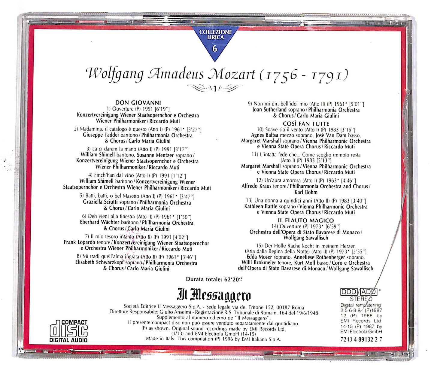 EBOND Collezione Lirica Vol.6 - Mozart 1 EDITORIALE CD CD050151