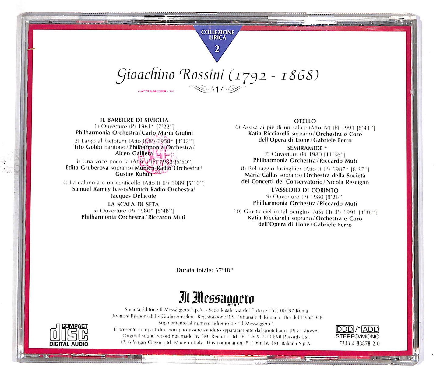EBOND Collezione Lirica Vol.2 - Rossini 1 EDITORIALE CD CD050153
