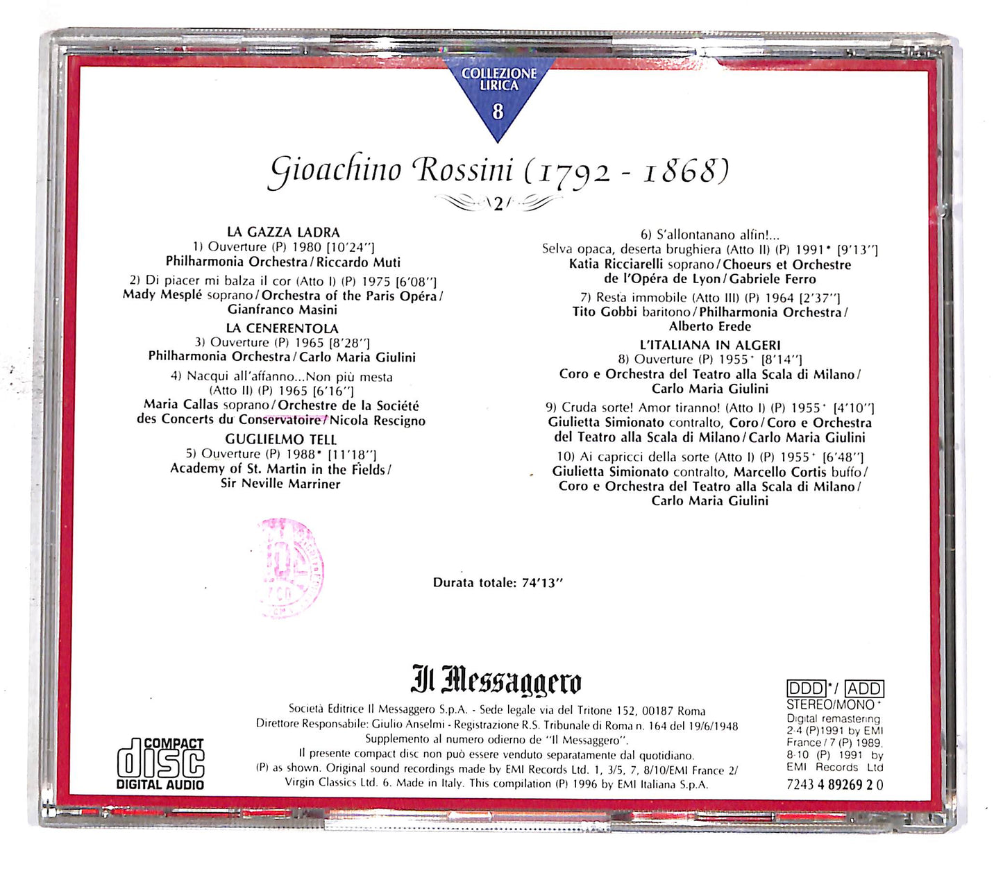 EBOND Collezione Lirica Vol.8 - Rossini 2 EDITORIALE CD CD050155