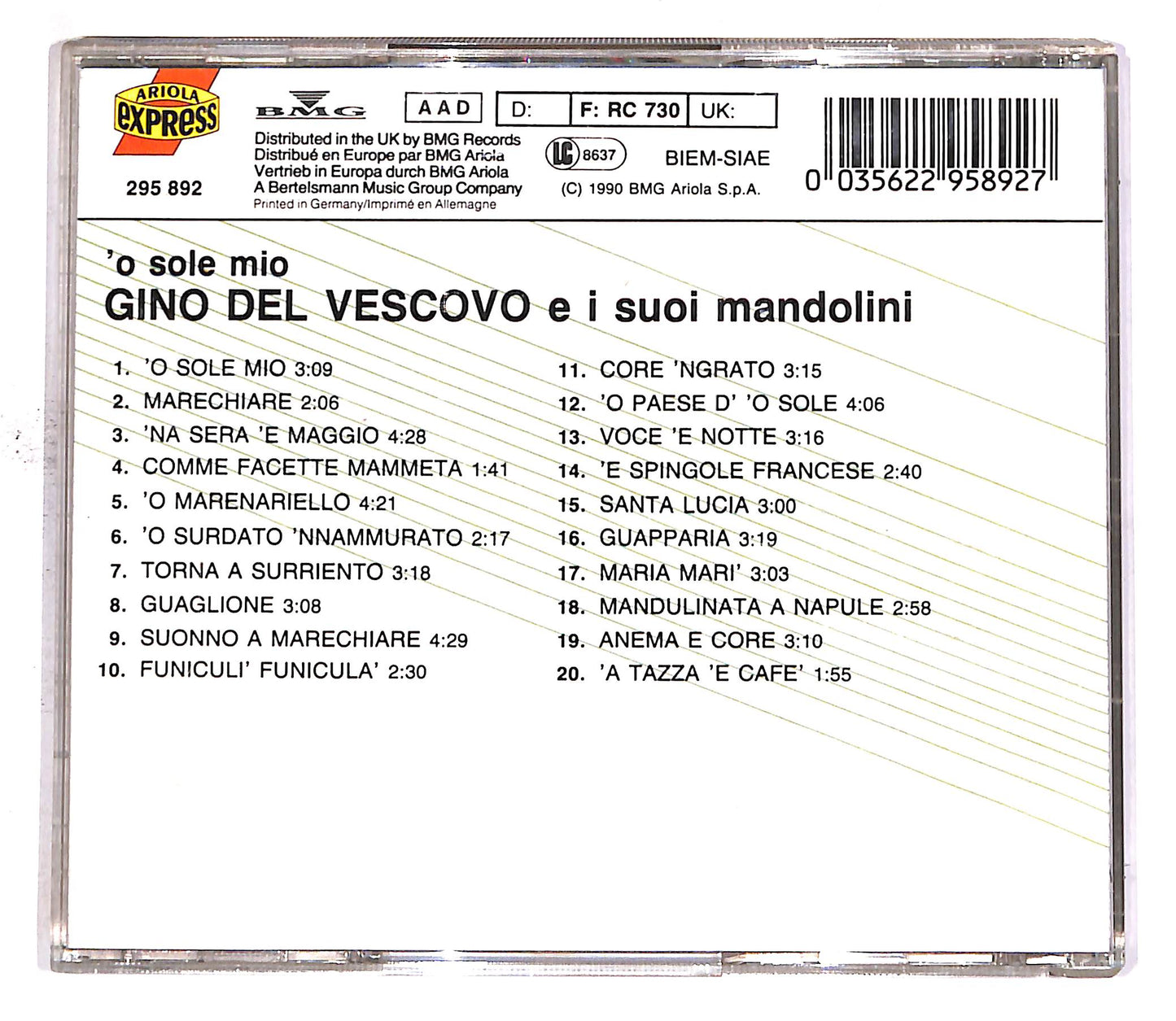 EBOND Gino Del Vescovo E I Suoi Mandolini - 'O Sole Mio CD CD050205