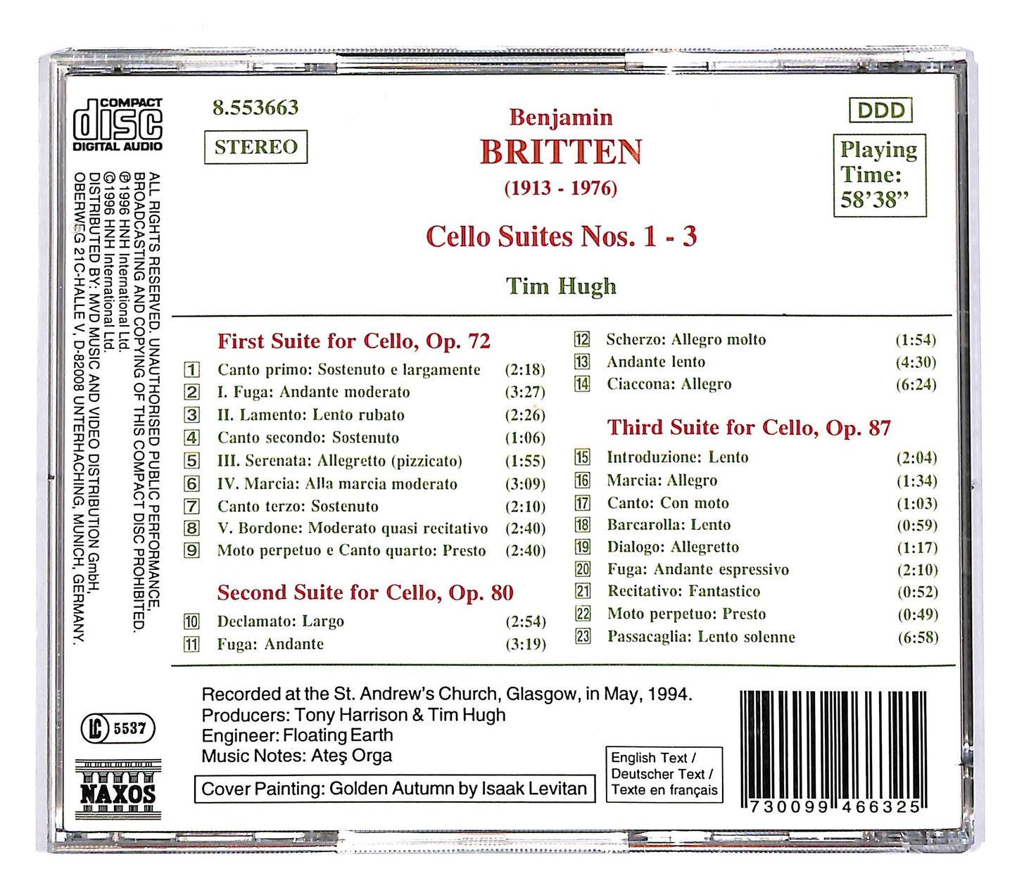 EBOND Britten - Cello Suites Nos. 1-3 CD CD050356