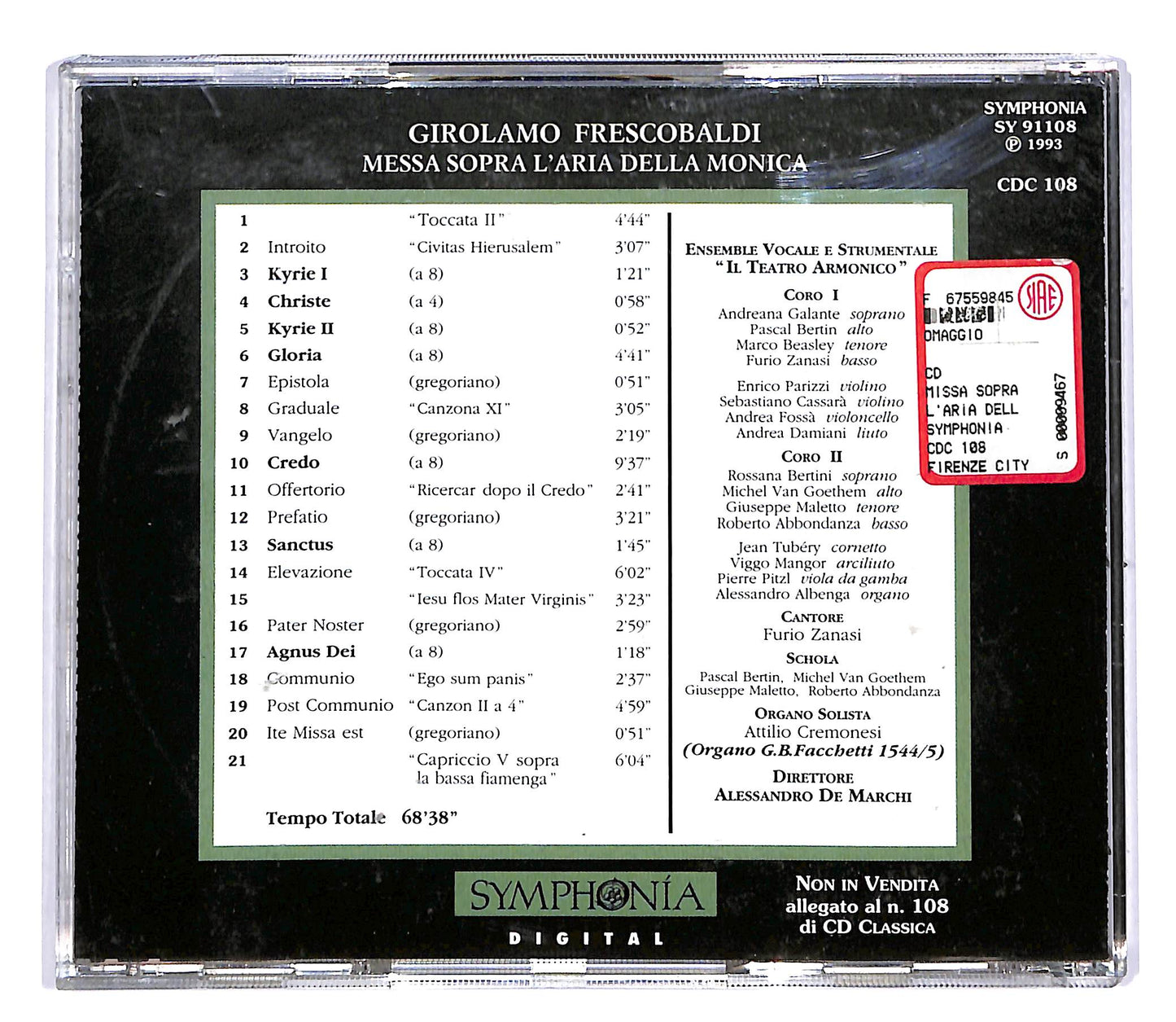 EBOND Girolamo Frescobaldi - Messa Sopra l'Aria della Monica CD CD050436