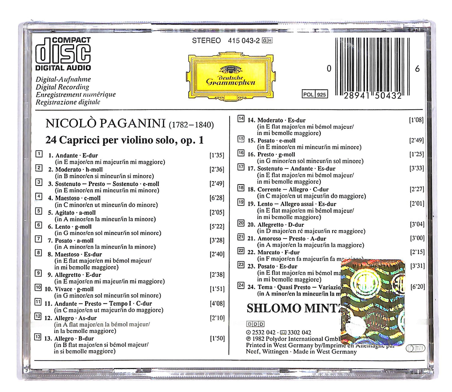 EBOND Paganini - Shlomo Mintz - 24 Capricci CD CD050844
