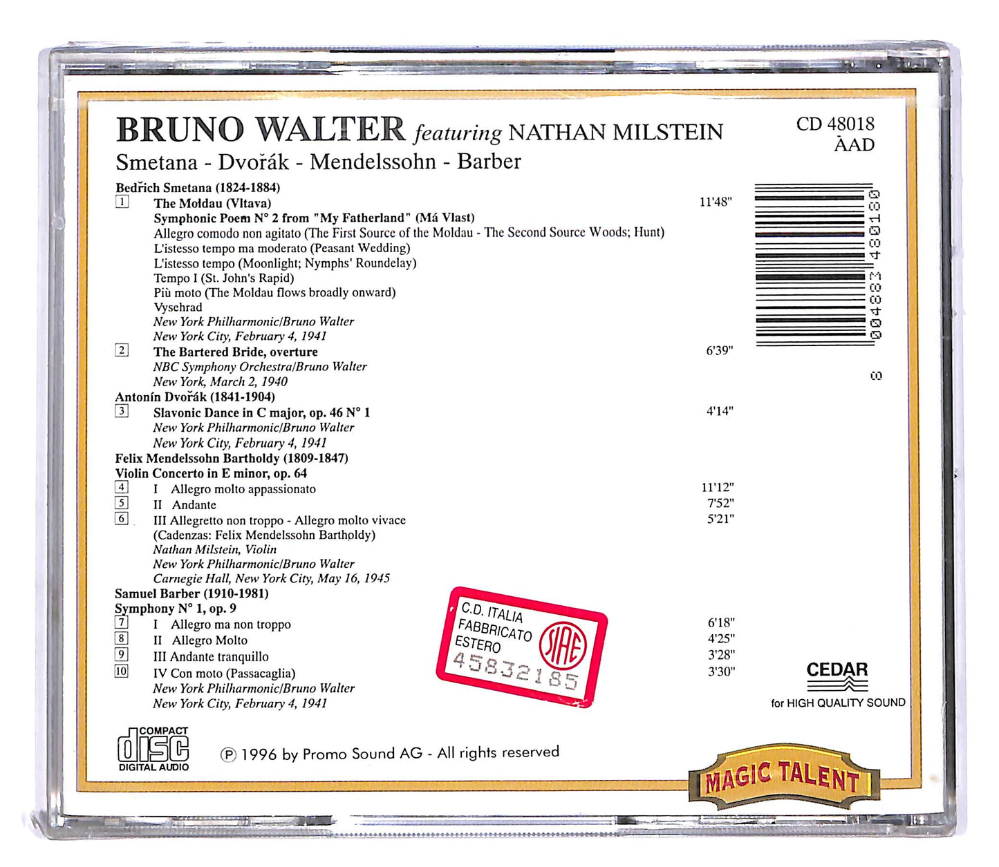 EBOND Bruno Walter and Nathan Milstein CD CD051011