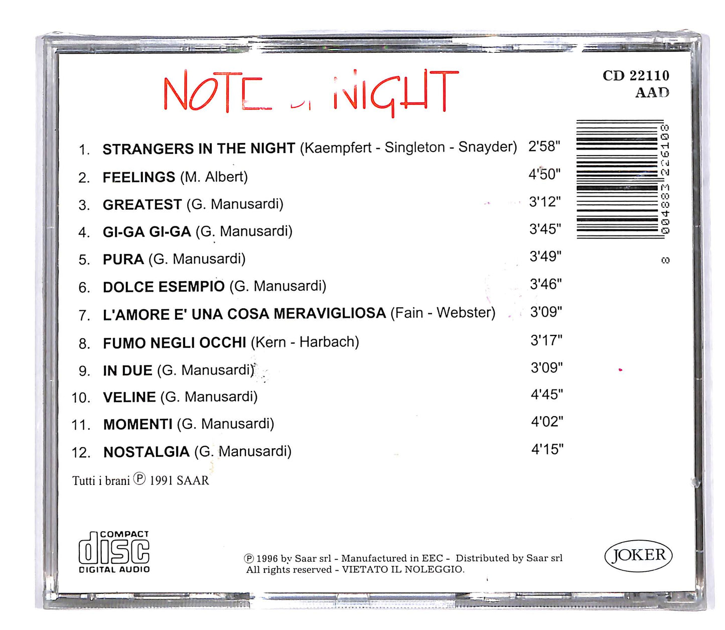 EBOND Various - Note by Night CD CD051026