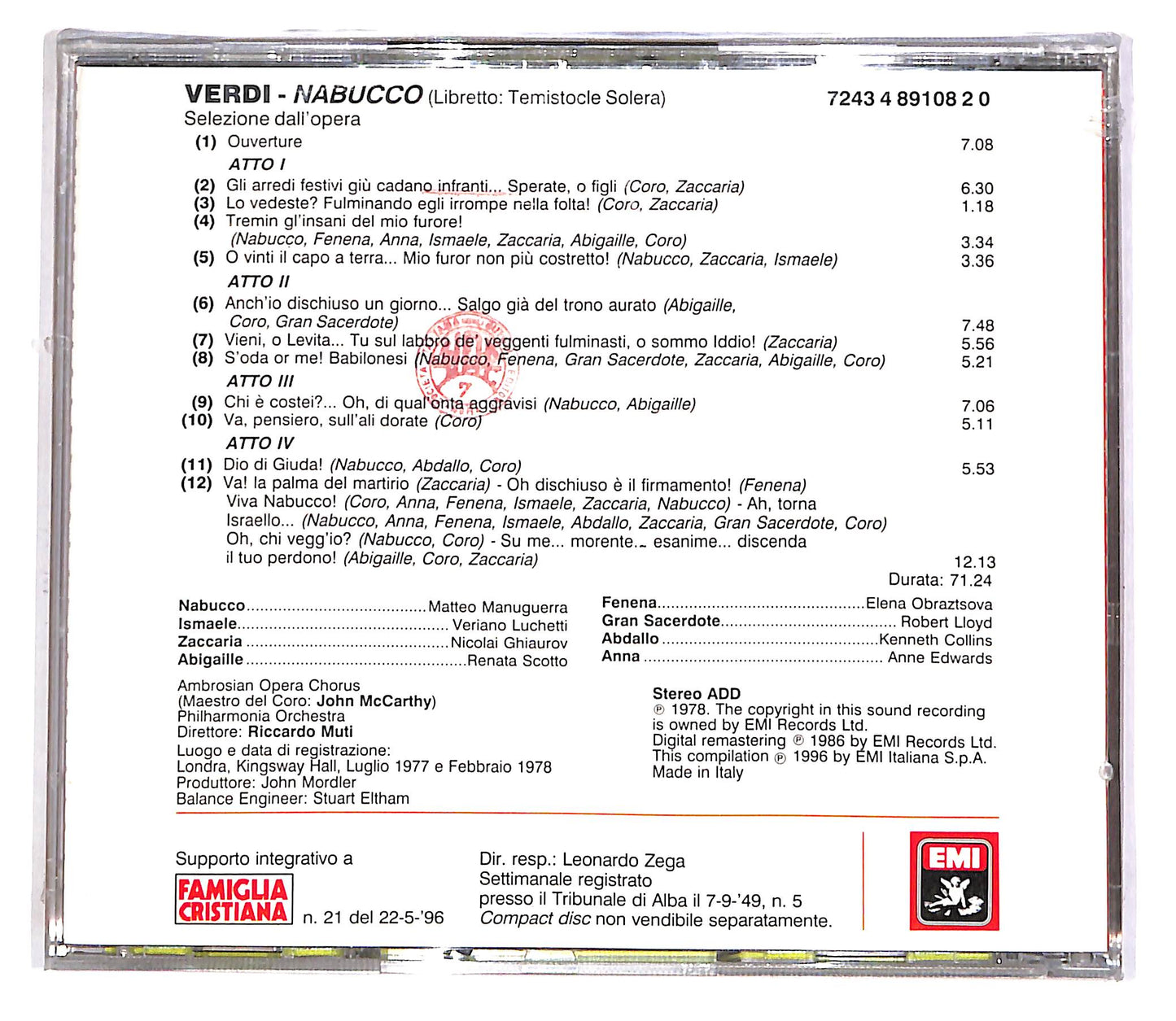 EBOND Verdi - Nabucco - Le Pagine Piu Belle EDITORIALE CD CD051319