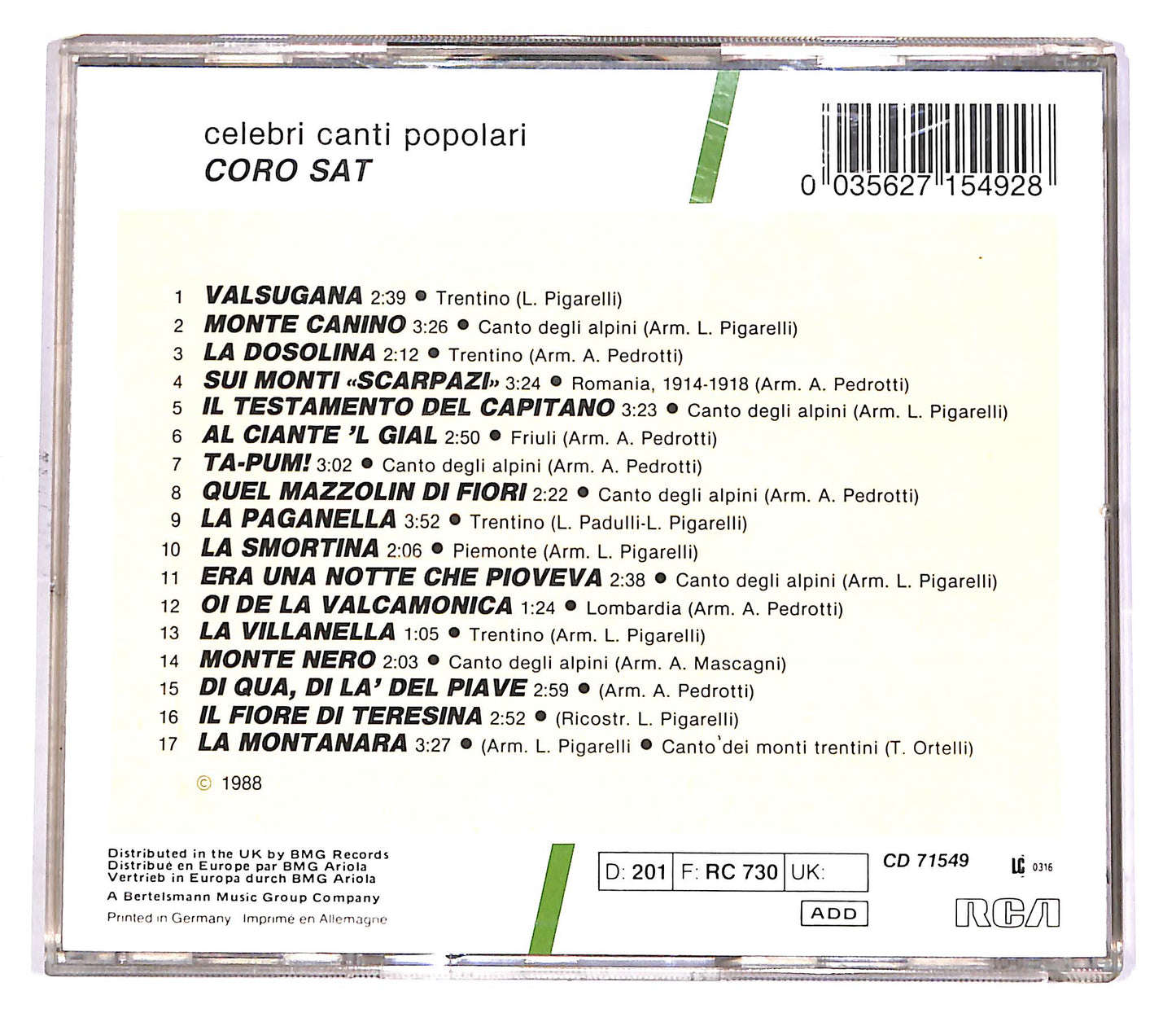 EBOND Coro Sat - Celebri Canti Popolari CD CD051336