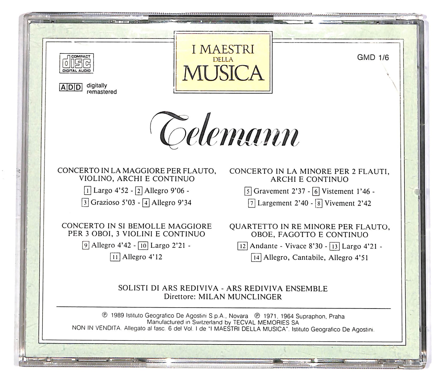 EBOND Telemann - 3 Concerti - Quartetto In Re Min - I Vol.6 EDITORIA CD CD051448