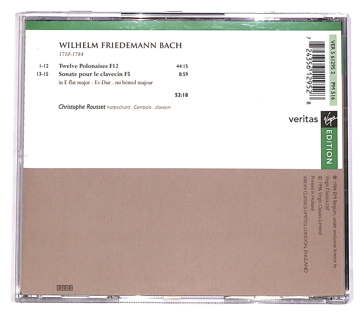 EBOND WF Bach - 12 Polonaises - Sonata - Christophe Rousset CD CD051516