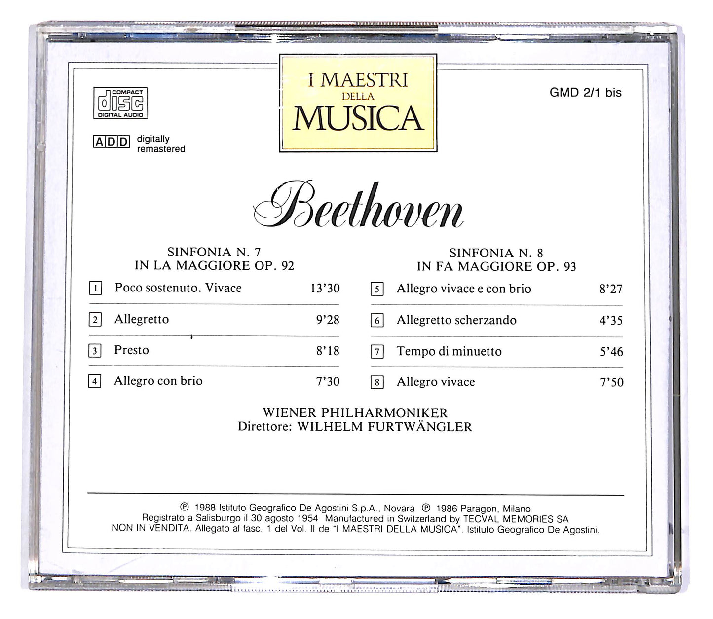EBOND Beethoven: Sinfonia N.7 - Sinfonia N.8 EDITORIALE CD CD051523