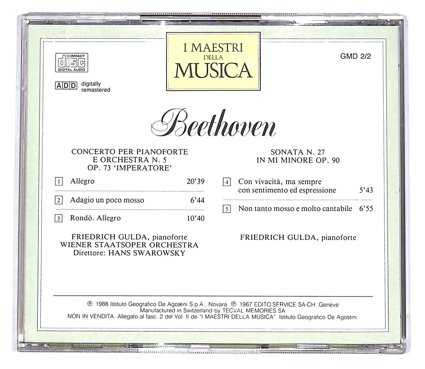 EBOND Beethoven: Concerto N.5 Op.73 - Sonata N.27 Op.90 EDITORIALE CD CD051524