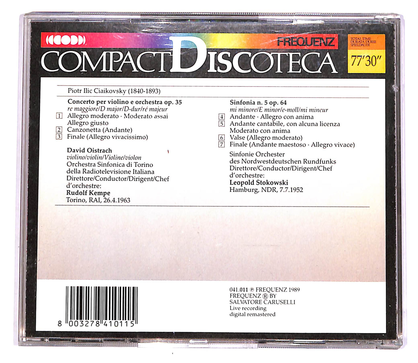 EBOND Ciaikovsky - Concerto Per Violino - Sinfonia N.5 EDITORIALE CD CD051558