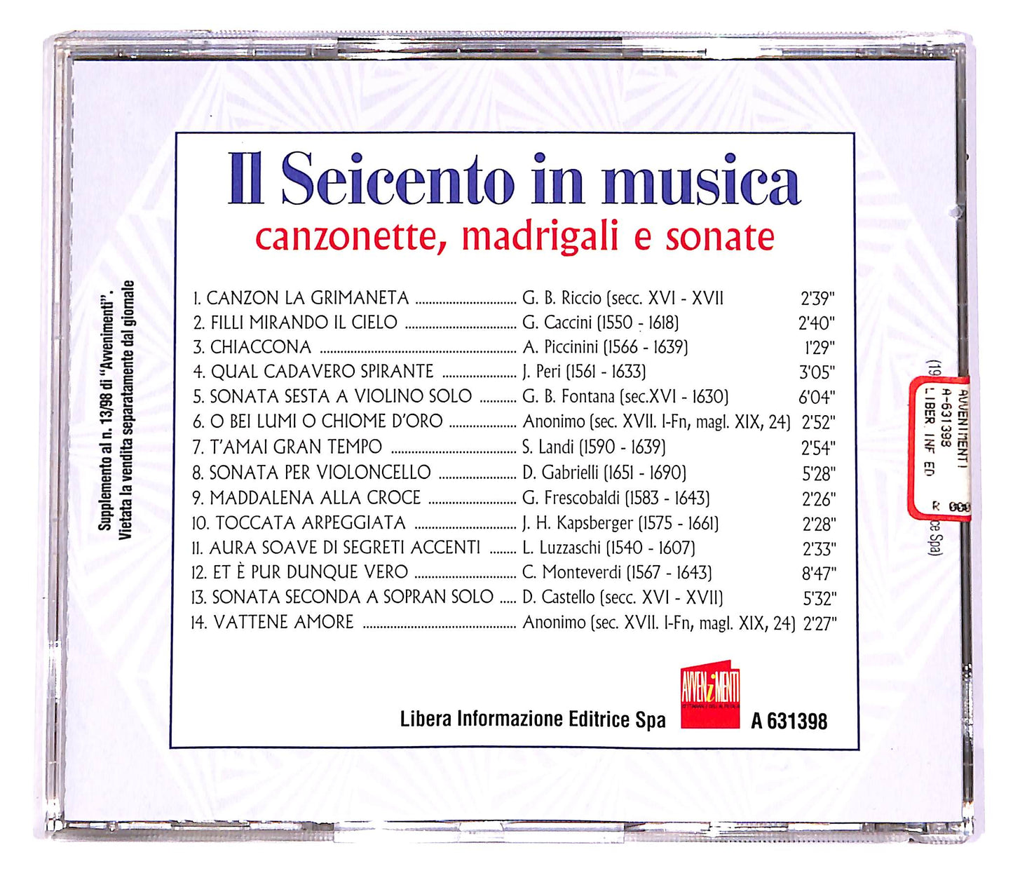 EBOND Il Seicento In Musica - Canzonette, Madrigali, Sonate EDITORIA CD CD051627