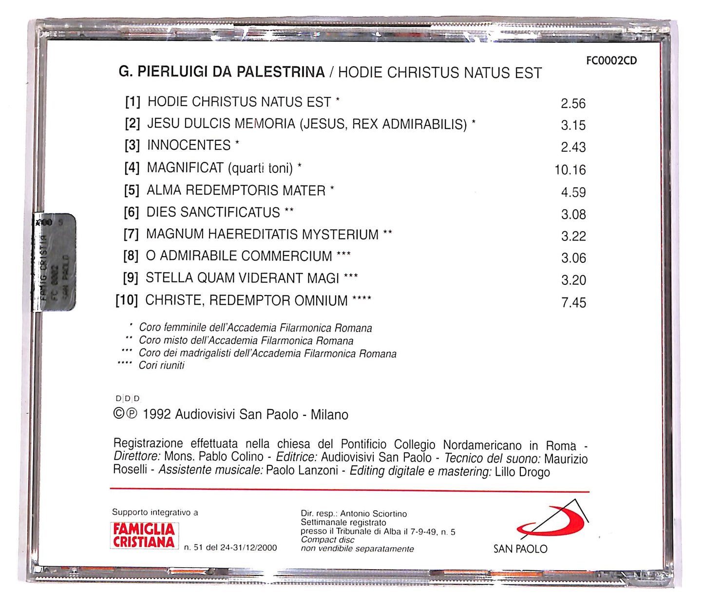 EBOND G. Pierluigi Da Palestrina - Hodie Christus Natus Est EDITORIA CD CD051730