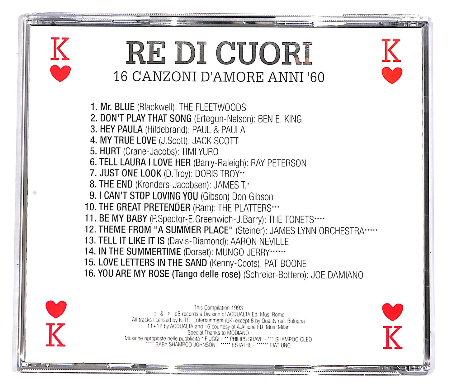 EBOND 16 Canzoni D'Amore Anni '60 EDITORIALE CD CD051907
