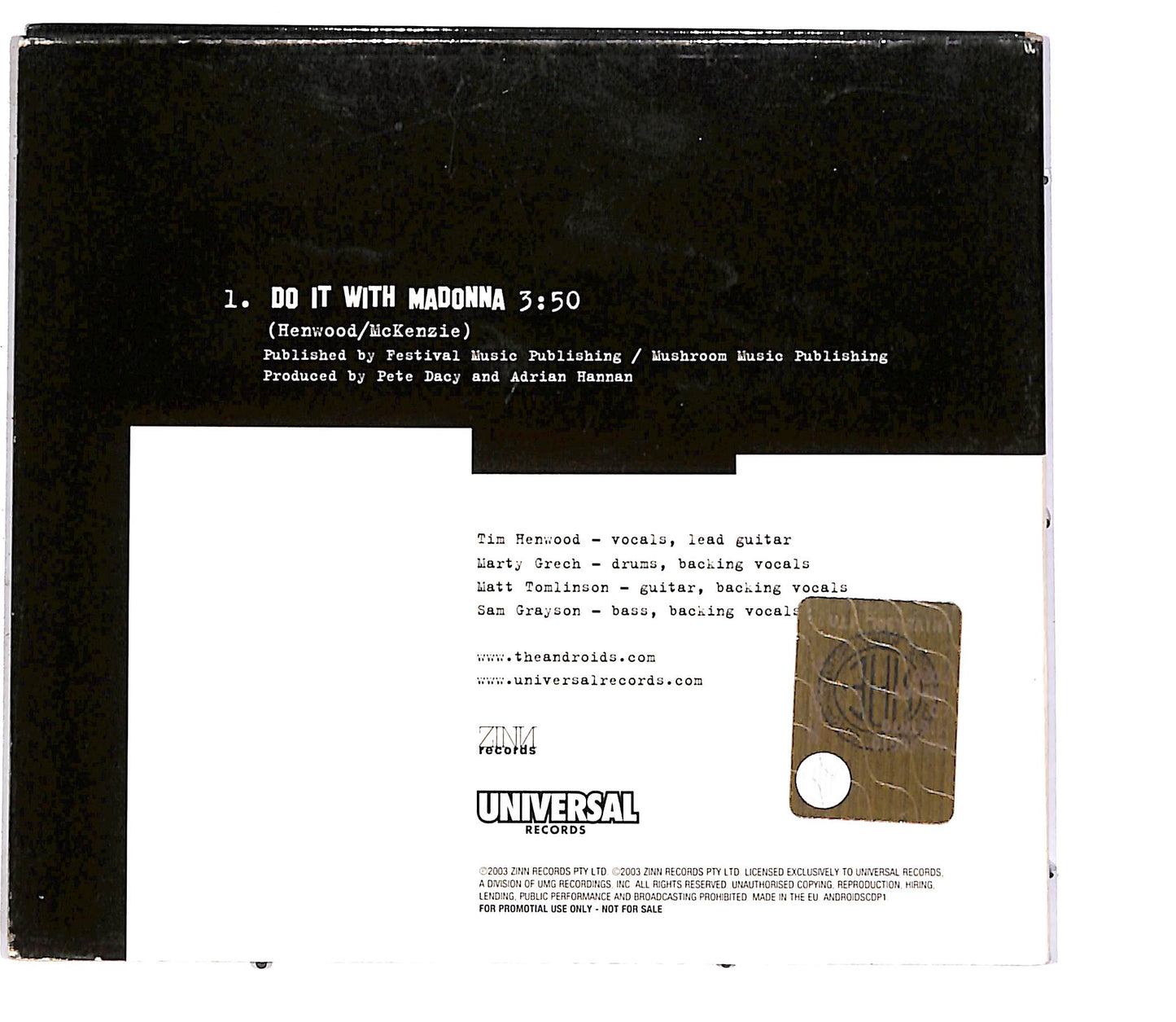 EBOND The Androids - Do It With Madonna PROMO CD CD051937