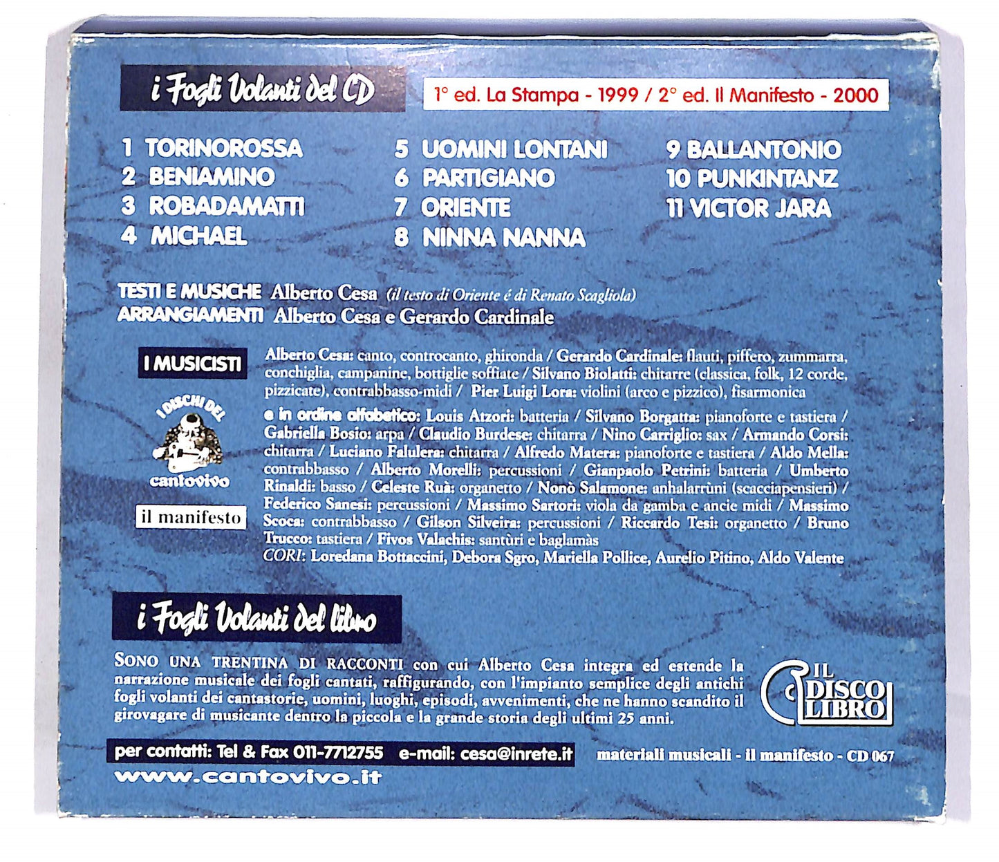 EBOND Alberto Cesa & Cantovivo - I Fogli Volanti EDITORIALE CD CD051950