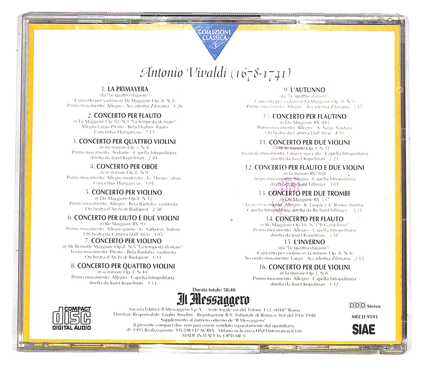 EBOND Various - Vivaldi - Collezione Classica Vol.3 PROMO CD CD052244