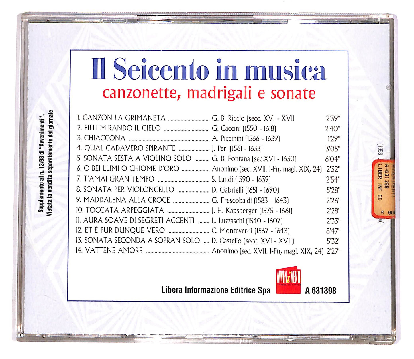 EBOND Il Seicento In Musica - Canzonette, Madrigali, Sonate EDITORIA CD CD052462