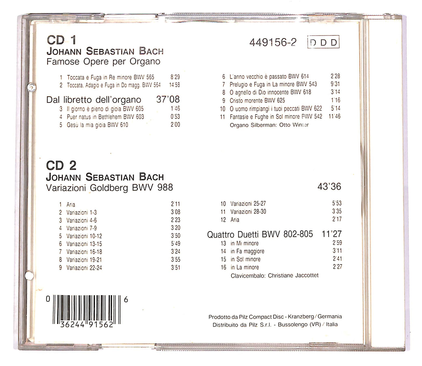 EBOND N.7 Bach - Famose Opere Per Organi, Variazioni Goldberg (2) CD CD052509