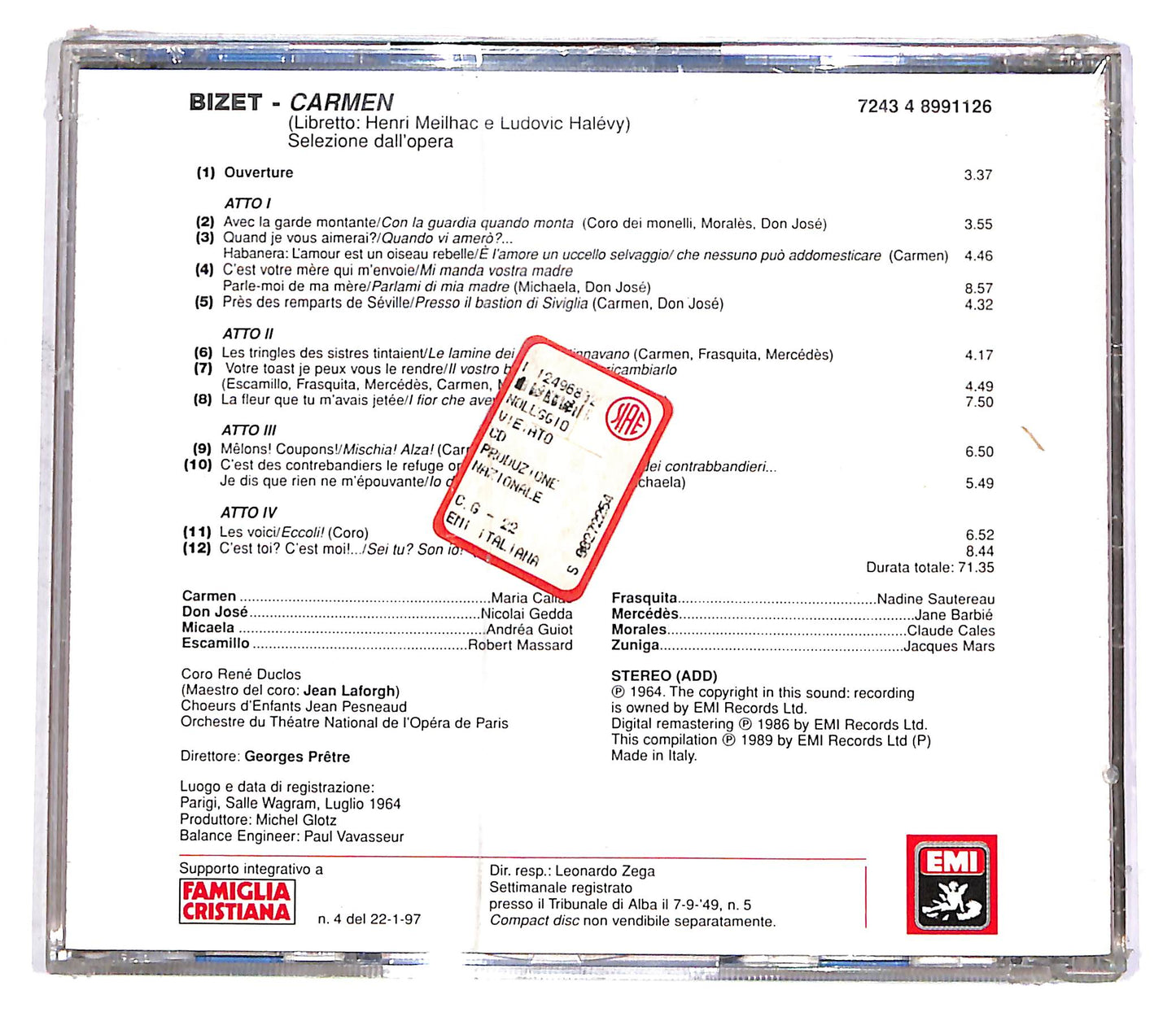 EBOND Bizet - Carmen - Le Pagine Piu Belle - Pretre EDITORIALE CD CD052727