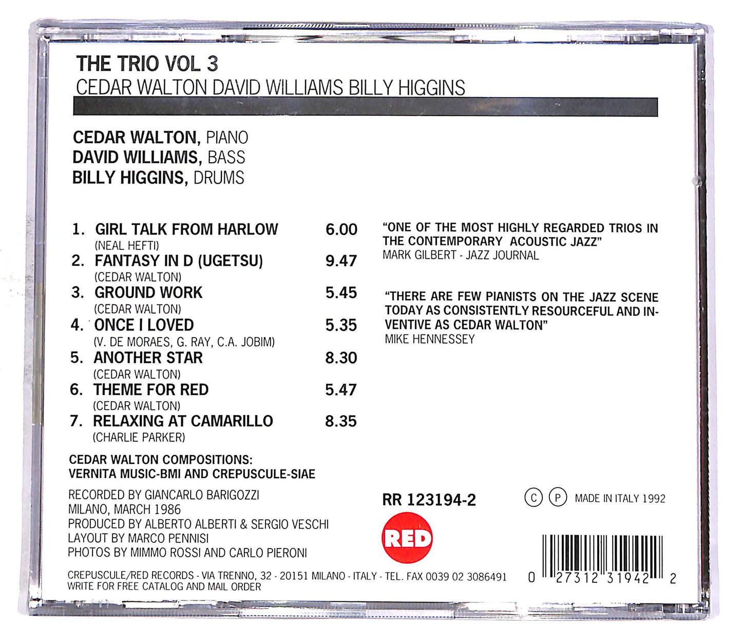 EBOND The Trio - Volume 3 - Cedar Walton CD CD053152