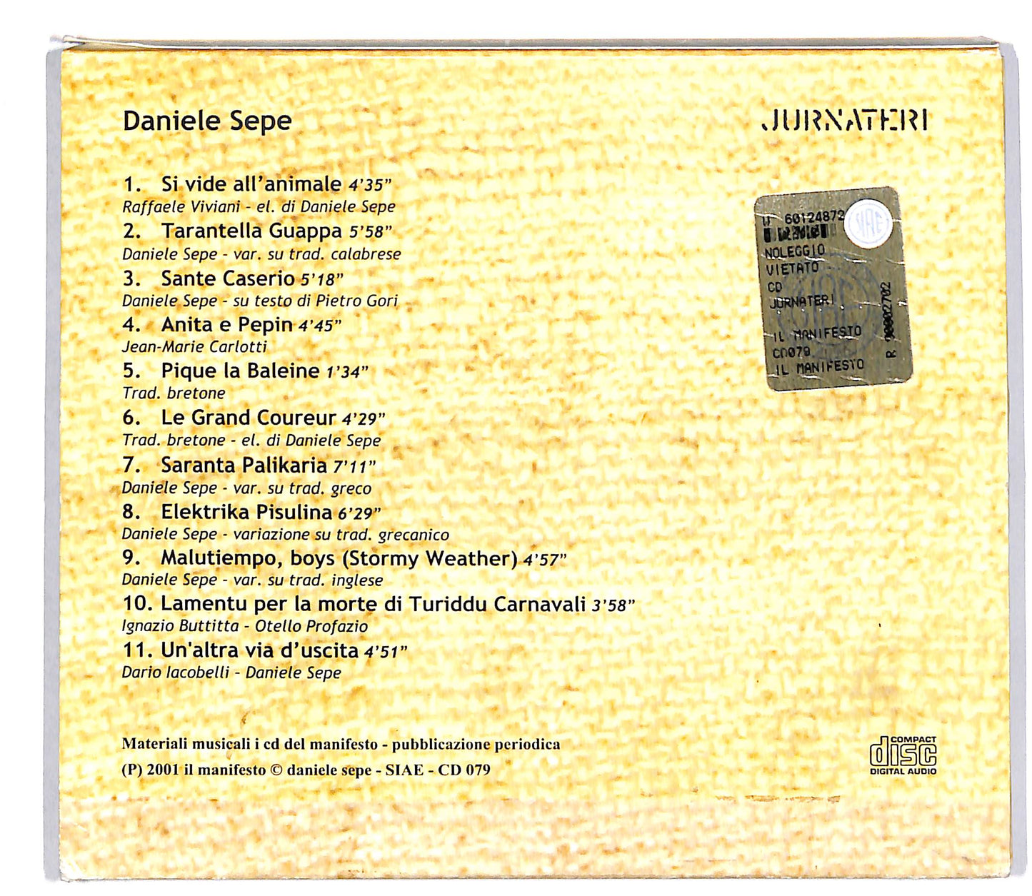 EBOND Daniele Sepe - Jurnateri EDITORIALE + 1CD-ROM CD053446