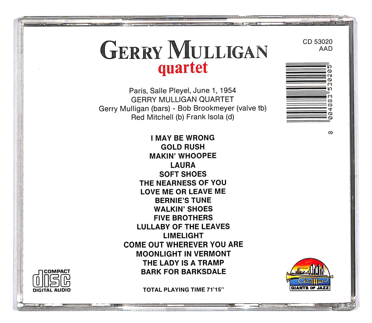 EBOND Gerry Mulligan Quartet - Immortal Concerts CD CD053716