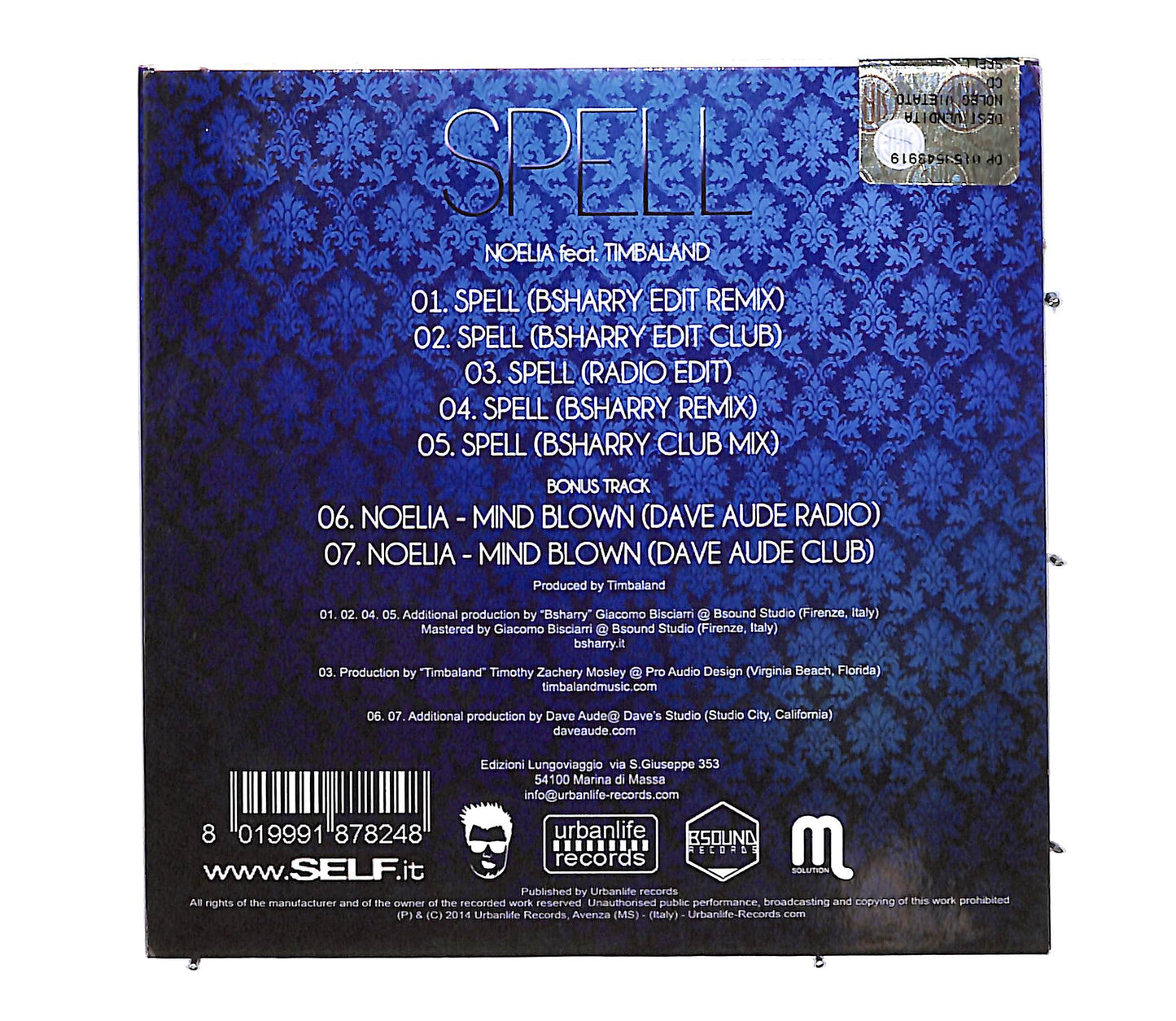 EBOND Noelia Feat Timbaland - Spell CD CD053834