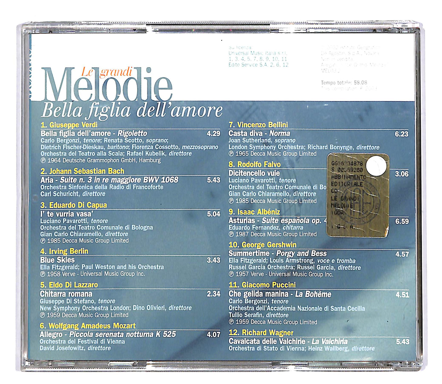 EBOND Le Grandi melodie - Bella figlia dell'amore EDITORIALE CD CD054010