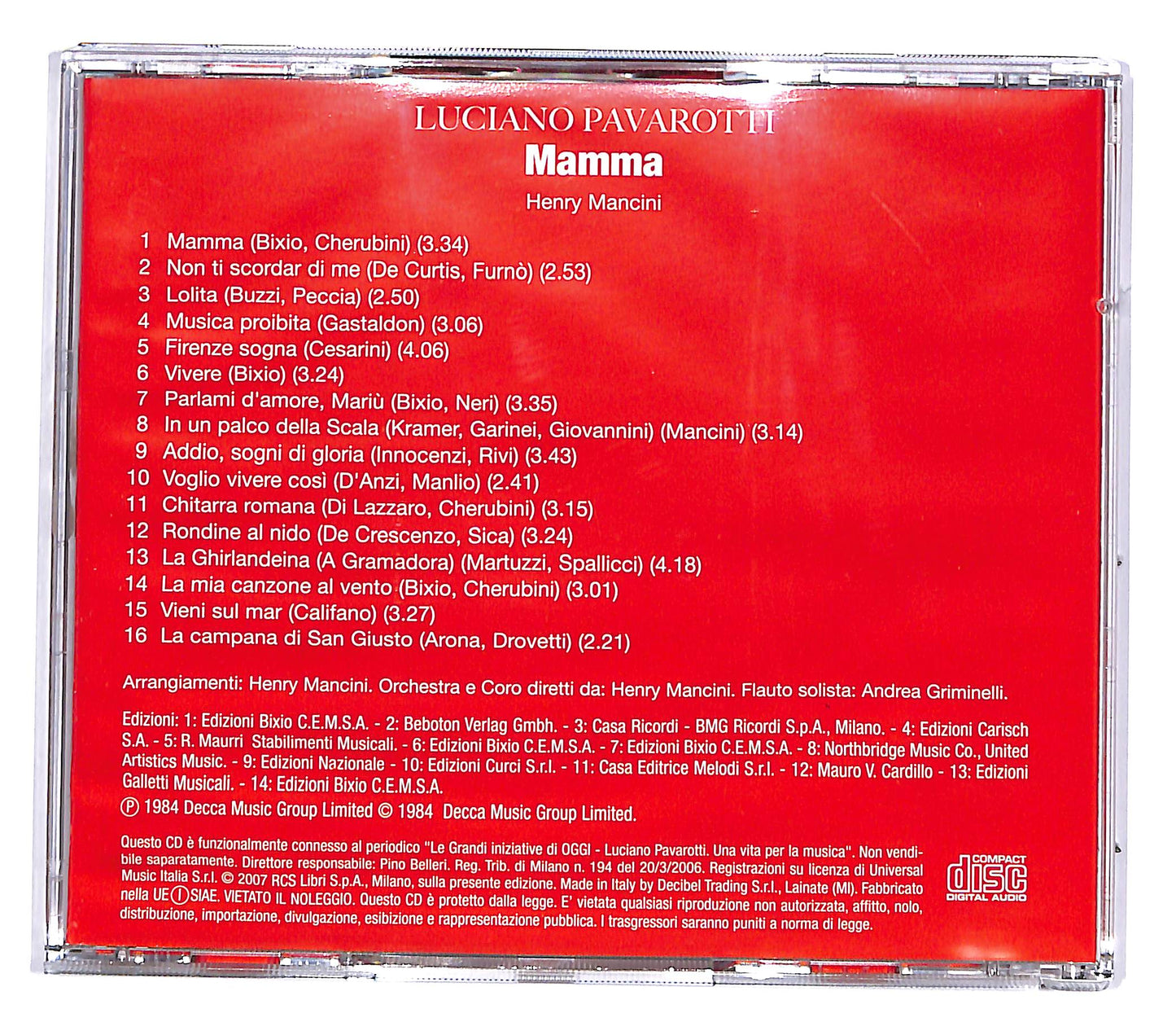 EBOND Luciano Pavarotti - Mamma EDITORIALE CD CD054110