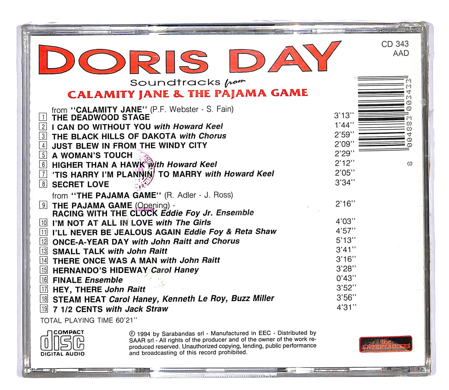 EBOND Doris Day - Soundtracks from Calamity Jane e The Pajama Game CD CD054164