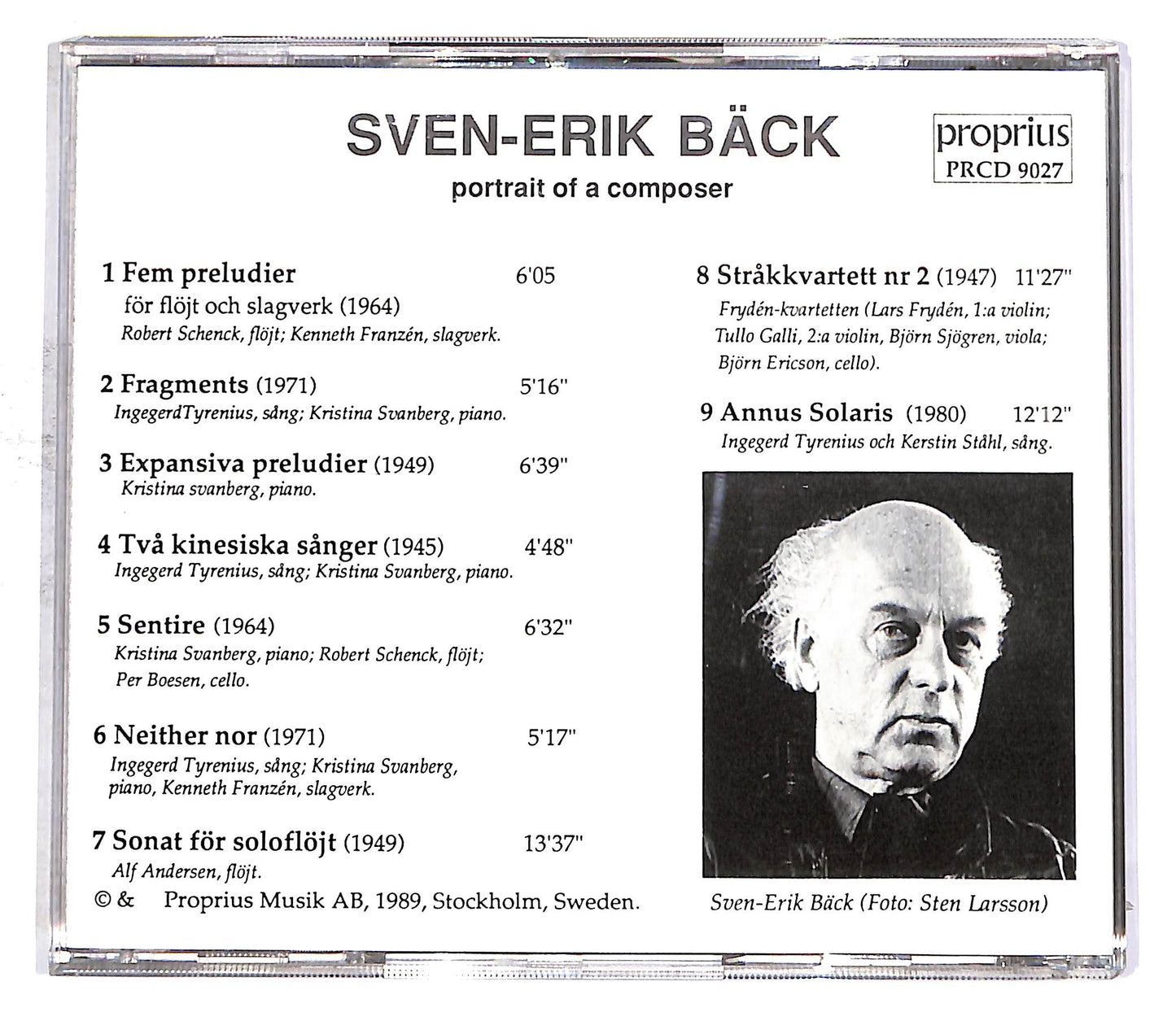 EBOND Sven-Erik Back EDITORIALE CD CD054310