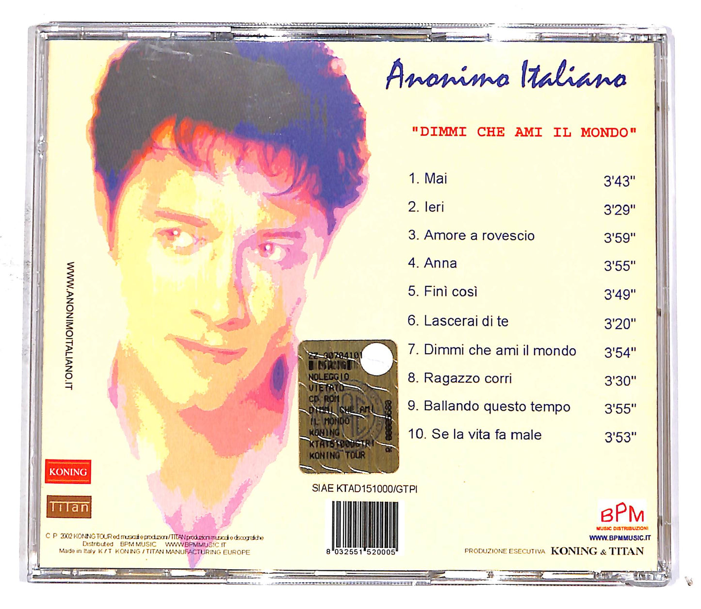 EBOND Anonimo Italiano - Dimmi Che Ami Il Mondo CD CD054507