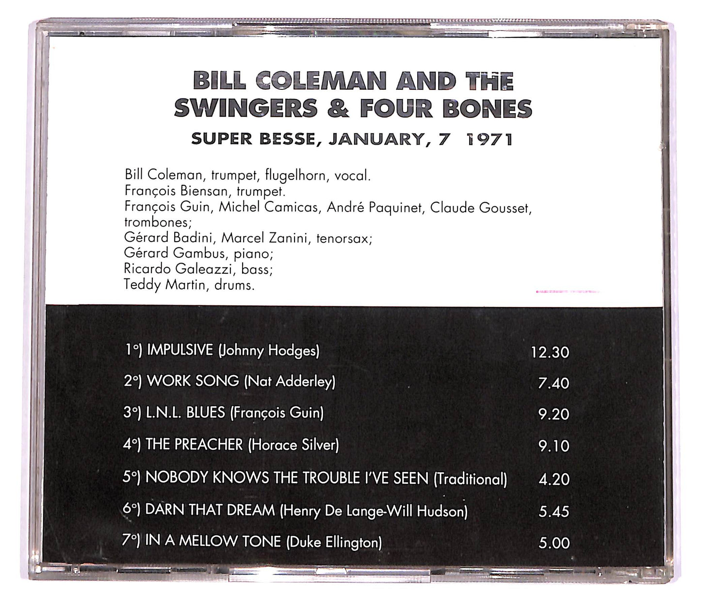 EBOND Bill Coleman And The Swingers, Four Bones - 1971 Live EDITORIA CD CD054529