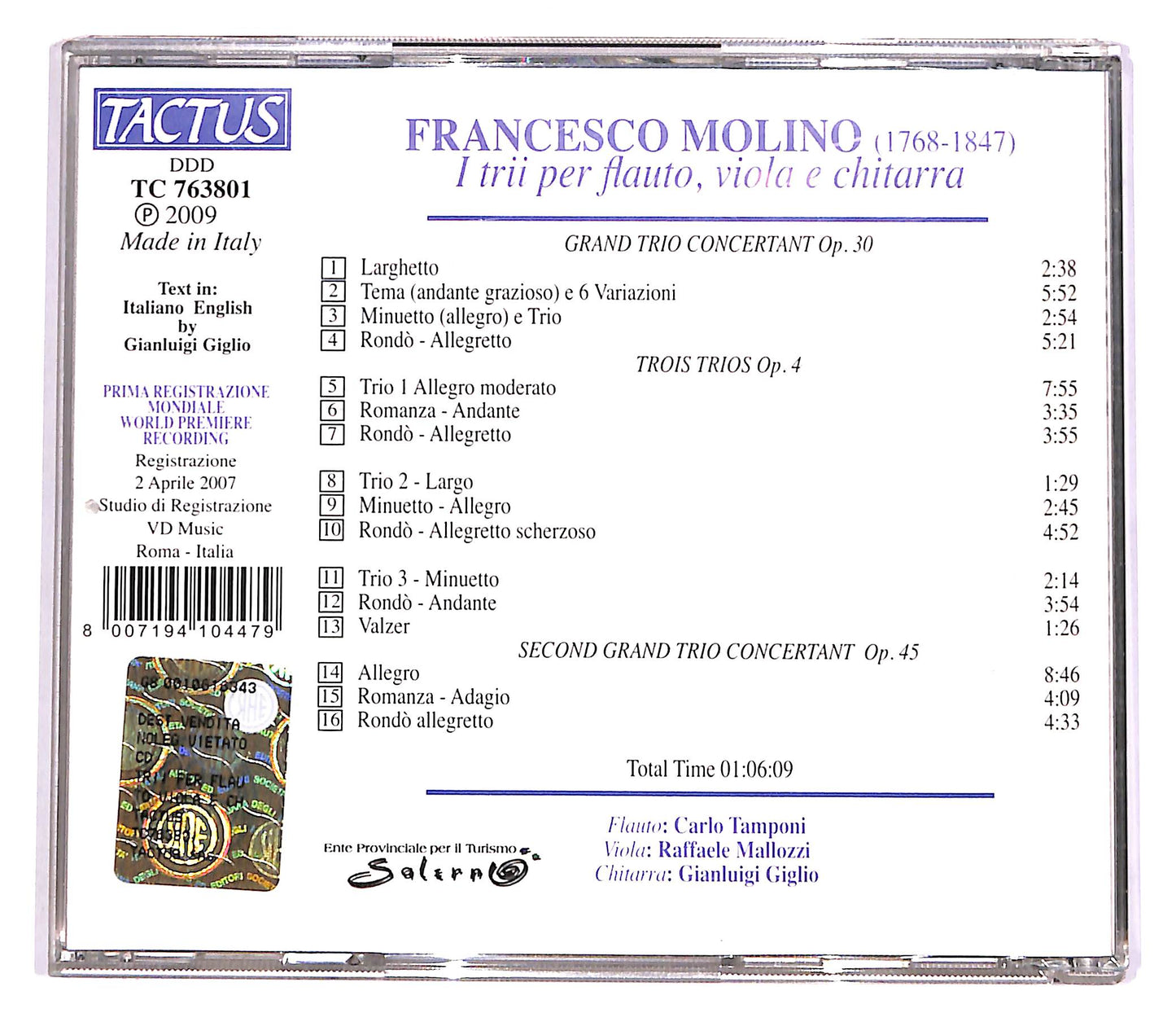 EBOND Francesco Molio (1768-1847) - I Trii Flauto, Viola E Chitarra CD CD054531