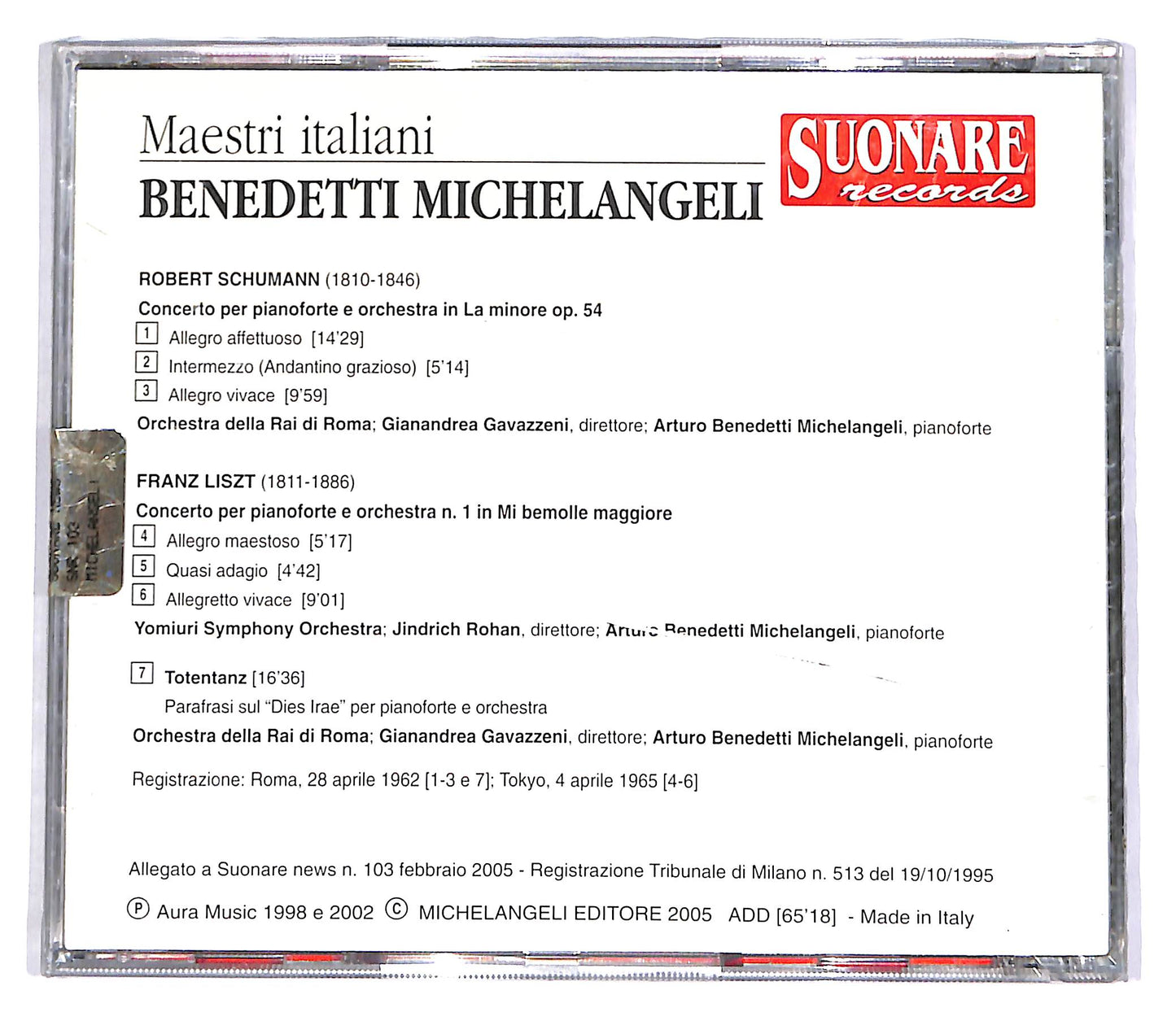 EBOND Maestri Italiani - Benedetti Michelangeli EDITORIALE CD CD054754