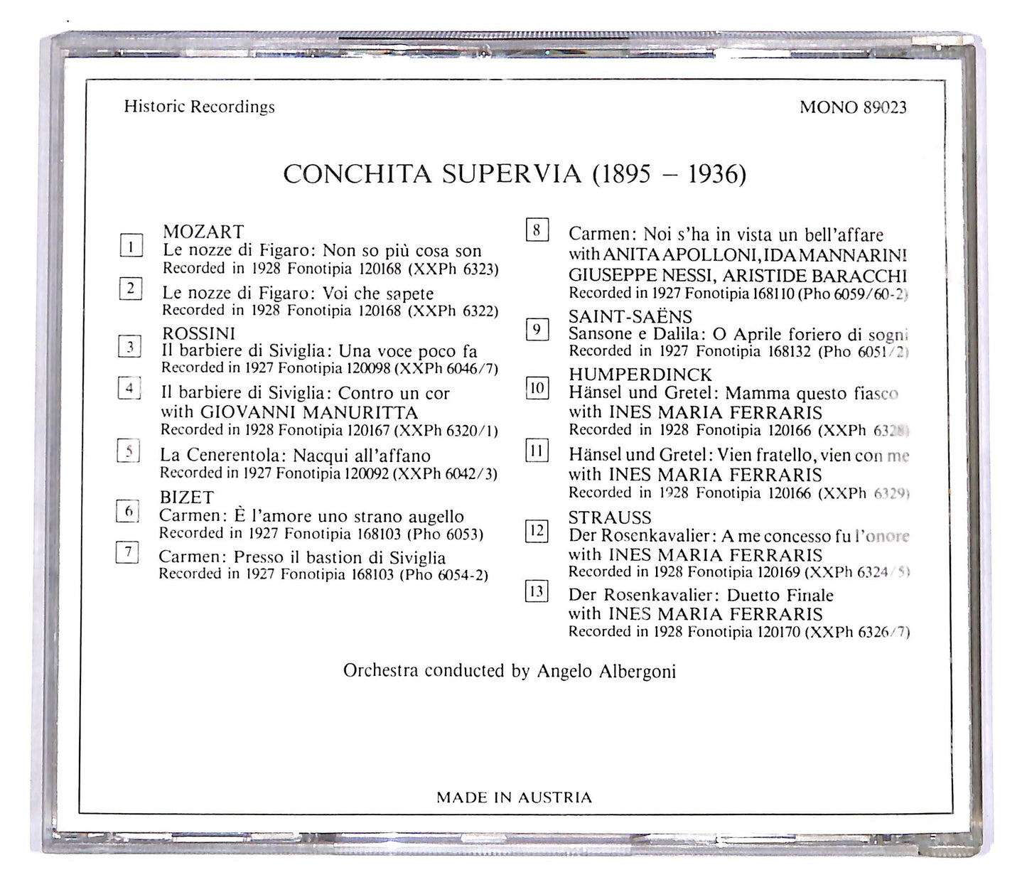 EBOND Conchita Supervia - Conchita Supervia EDITORIALE CD CD054758