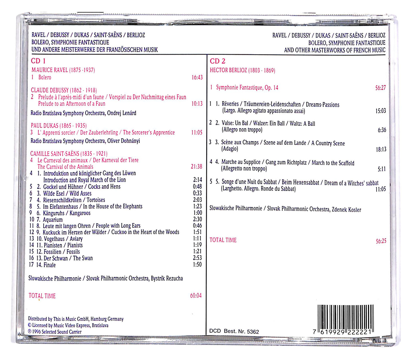 EBOND Ravel, Debussy, Dykas, Saint-Saens, Berlioz Vol.23 (2 dischi) CD CD054858