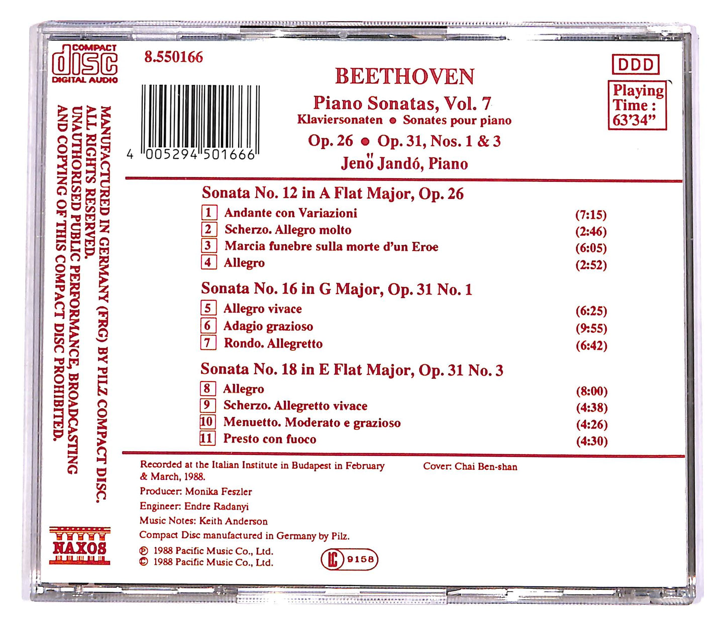 EBOND Beethoven, Jeno Jando - Piano Sonatas, Vol. 7 CD CD054863