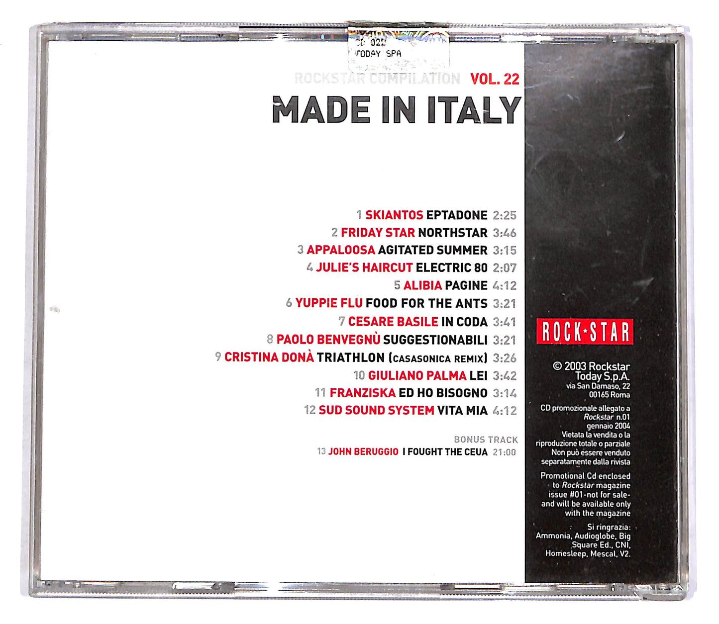 EBOND Rockstar Compilation Vol. 22 - Made In Italy Volume 2 PROMO CD CD055002